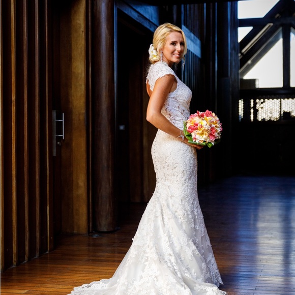 Stunning custom gown with open back and added embellishments - Picture 6 of 7